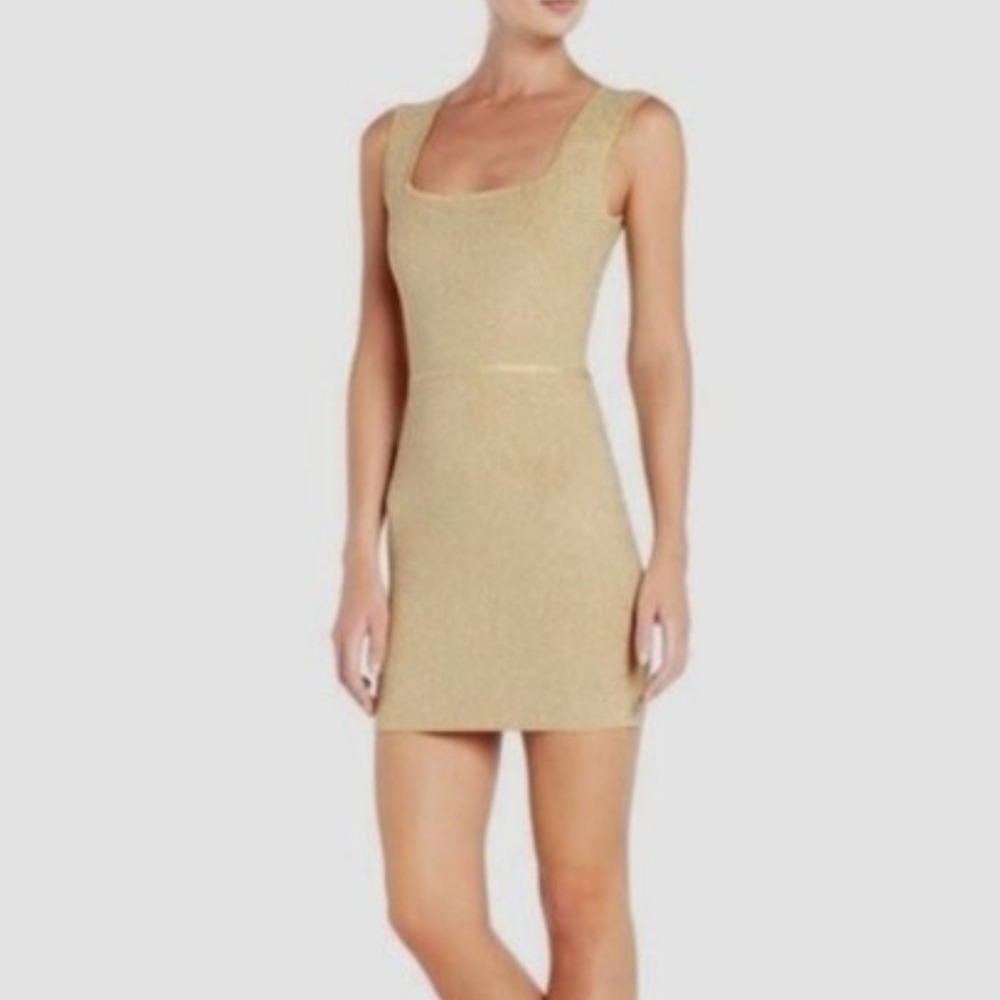BCBGMAXAZRIA Metallic Gold Mini Dress Size Medium
